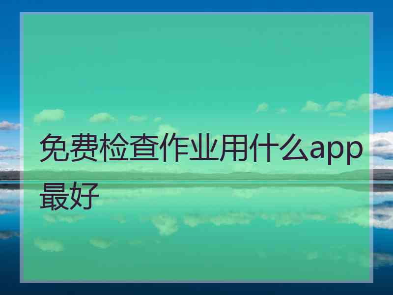 免费检查作业用什么app最好