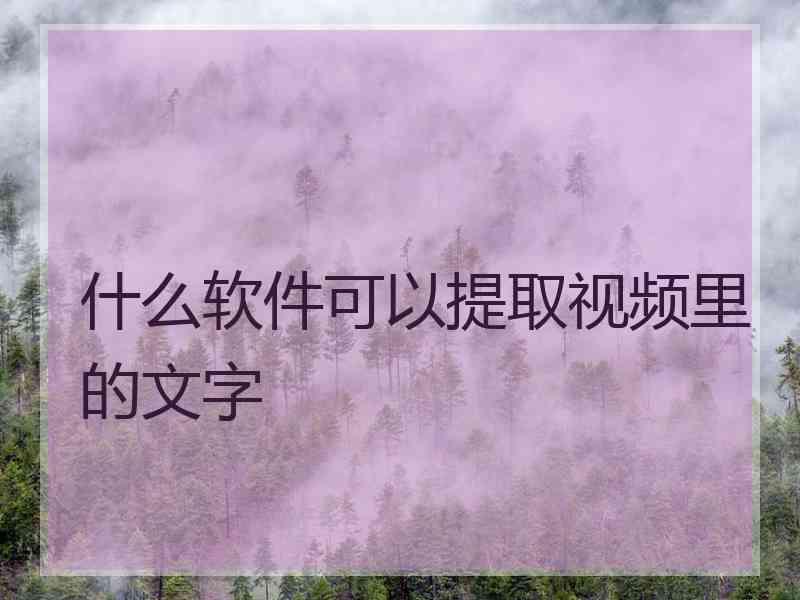 什么软件可以提取视频里的文字