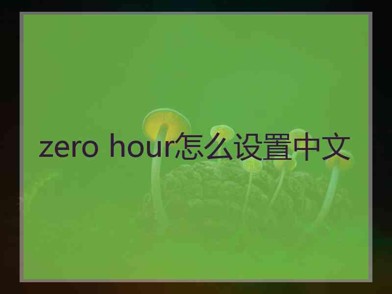 zero hour怎么设置中文