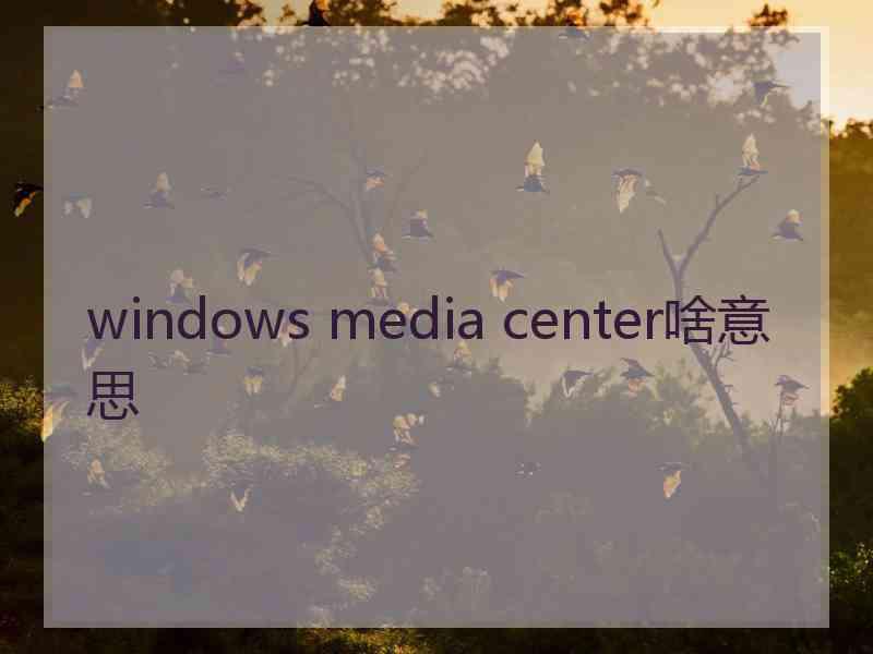 windows media center啥意思