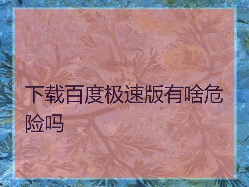 下载百度极速版有啥危险吗