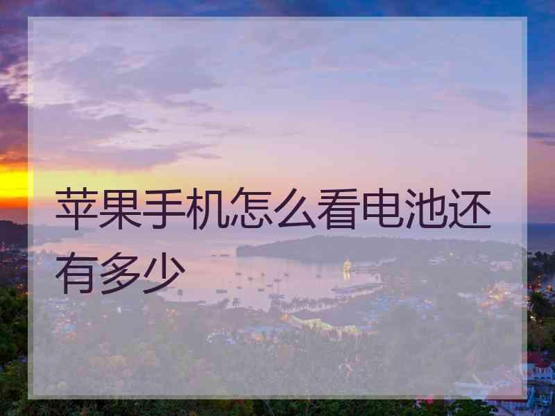 苹果手机怎么看电池还有多少