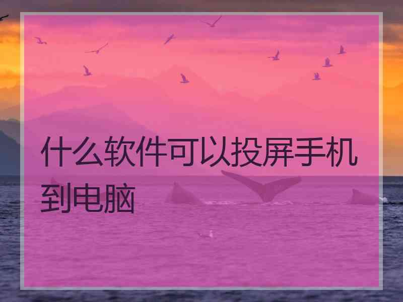 什么软件可以投屏手机到电脑