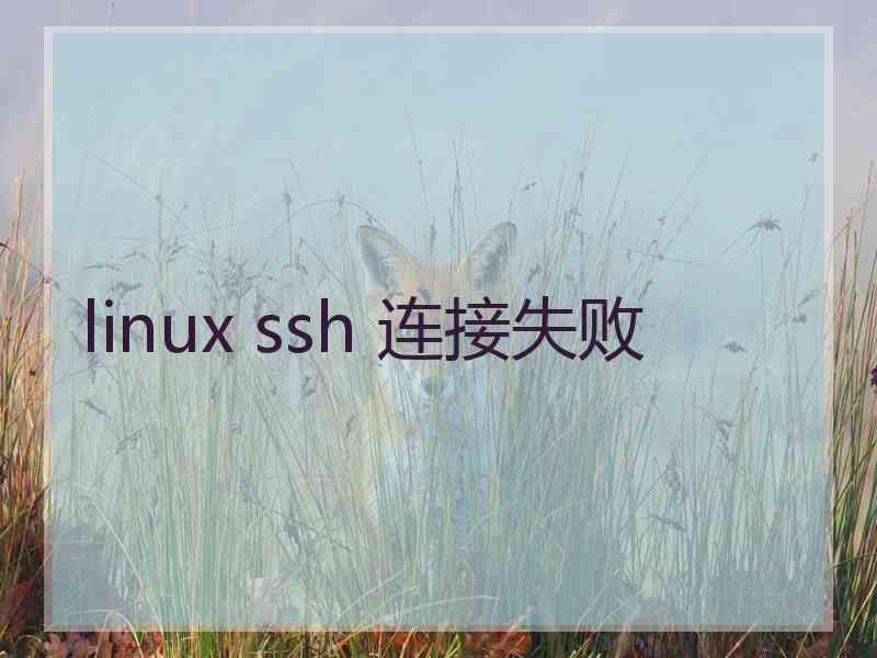 linux ssh 连接失败