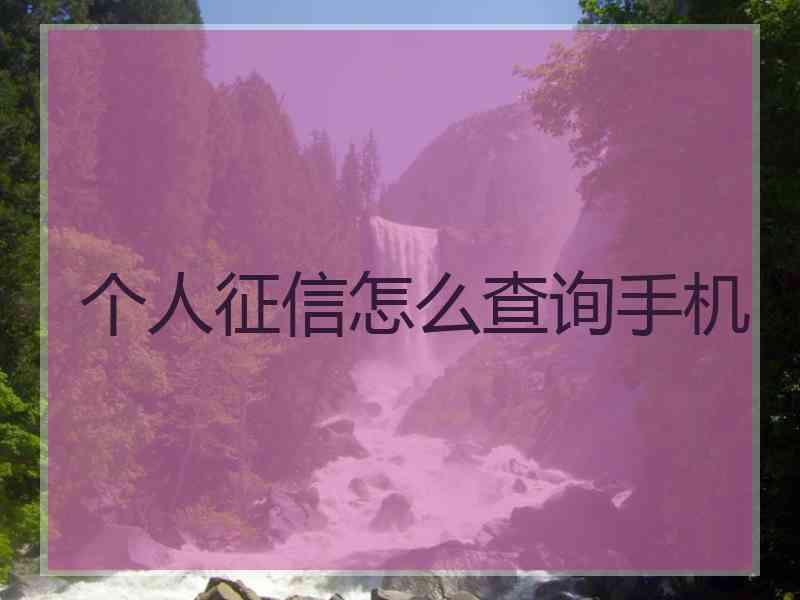 个人征信怎么查询手机