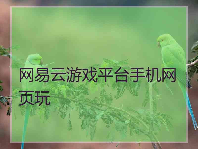 网易云游戏平台手机网页玩