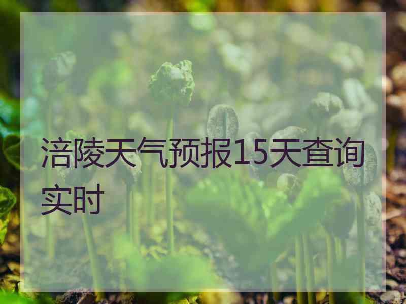 涪陵天气预报15天查询实时