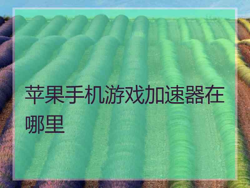 苹果手机游戏加速器在哪里