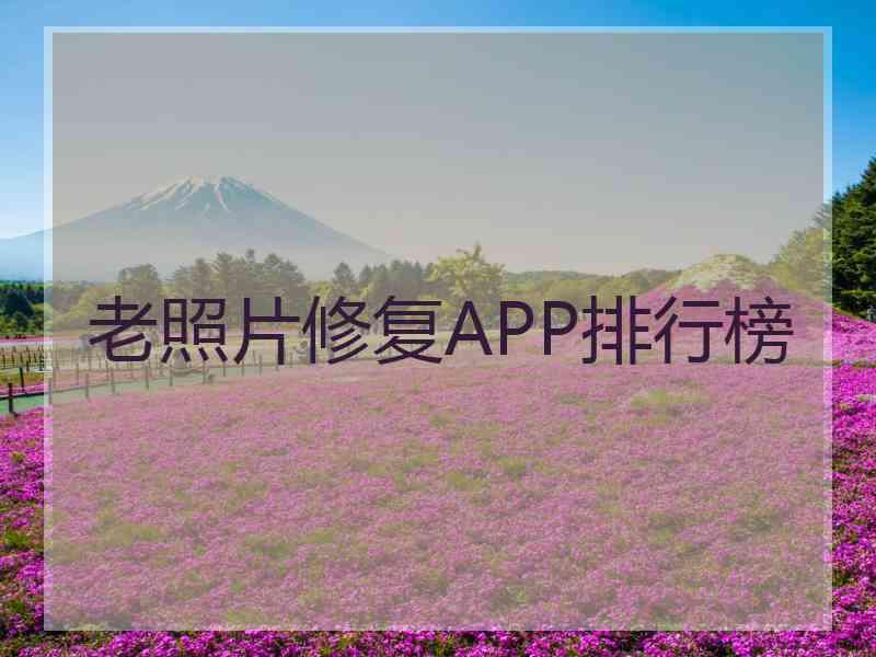 老照片修复APP排行榜