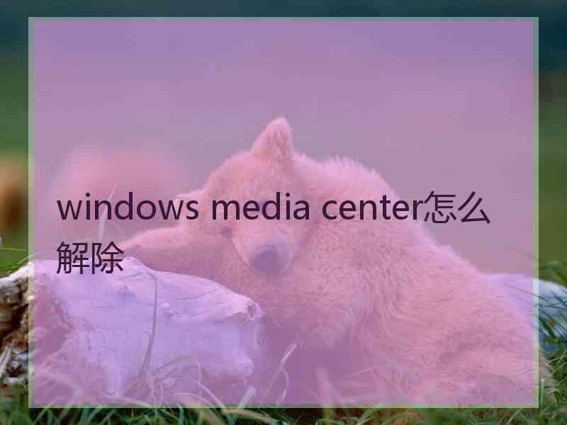 windows media center怎么解除