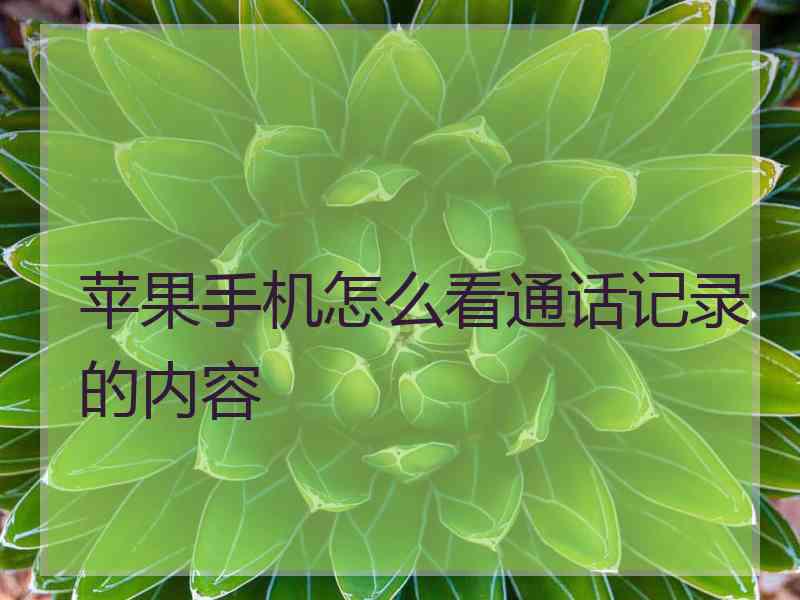 苹果手机怎么看通话记录的内容